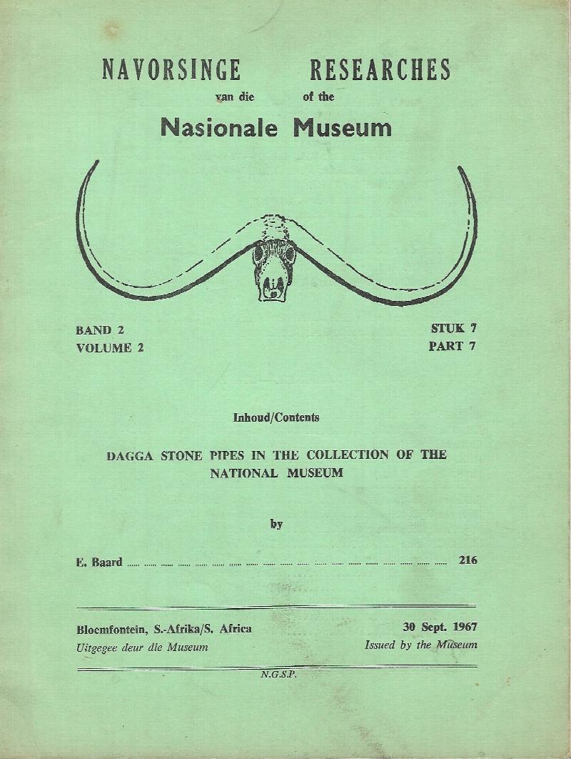 Image for Dagga Stone Pipes in the Collection of the National Museum Researches of the National Museum Vol. 2 Part 7)